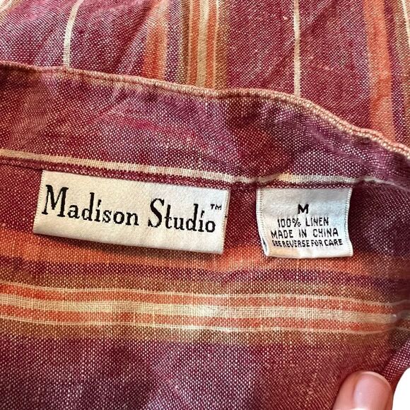 Madison Studio 100% linen striped button down shirt - Picture 3 of 8